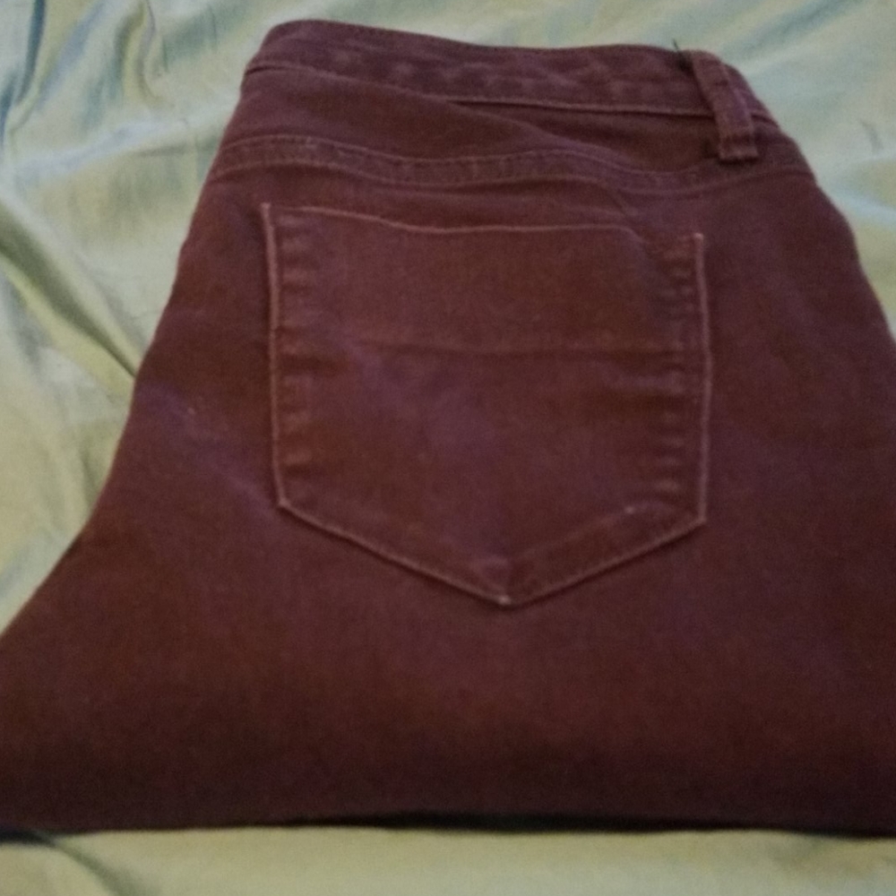 Burgandy skinny jeans